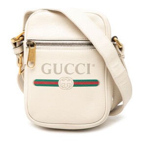 Pre-Loved Gucci Mini Grained Calfskin Logo Crossbody